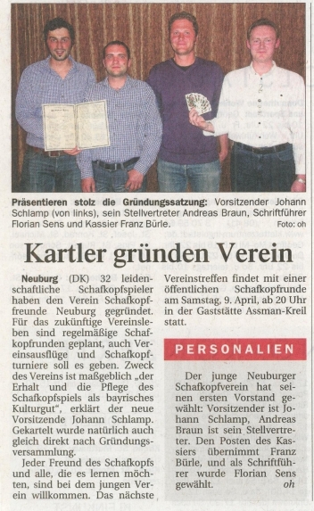 Zeitungsartikel im Donaukurier (02.04.2011)