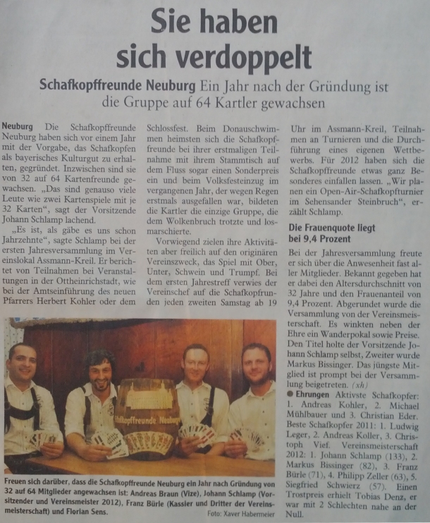 Zeitungsartikel der Neuburger Rundschau (15.03.2012)