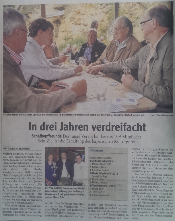 Zeitungsartikel der Neuburger Rundschau (01.04.2014)